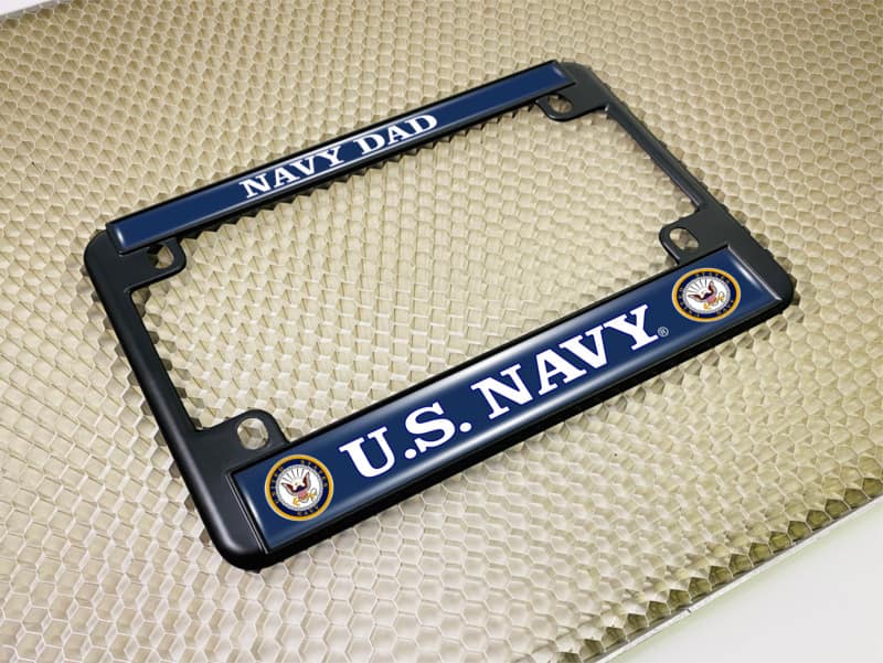 U.S. Navy Dad - Motorcycle Metal License Plate Frame